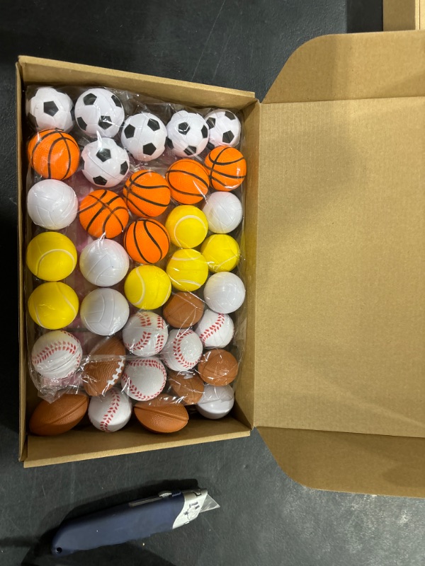 Photo 2 of 36 Pack 3D Valentine's Day Cards for Boys Girls with Mini Sport Squeeze Foam Balls for Classroom Valentine's Gifts Exchange Stress Relief Balls for Sports Valentines Party Favor Supplies