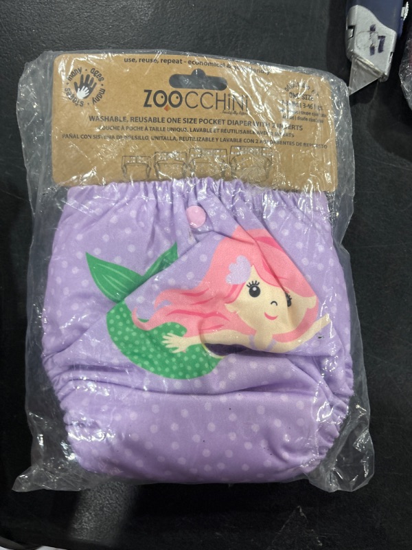 Photo 2 of Zoocchini Baby/Toddler Reusable Pocket Diaper with 2 Inserts, Marietta the Mermaid
