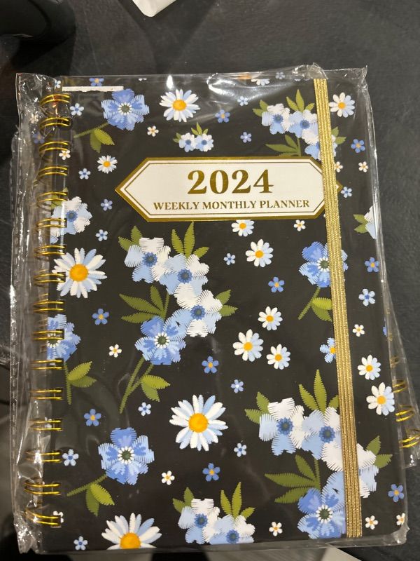Photo 2 of Ymumuda 2024 Planner, 12-Month Weekly Monthly Planner from JAN.2024 to DEC.2024, 8.4" X 6", Spiral Planner Notebook with Stickers, Elastic Closure, Inner Pocket, Sticky Index Tabs, Floral 10 8.4"×6" V2024-10