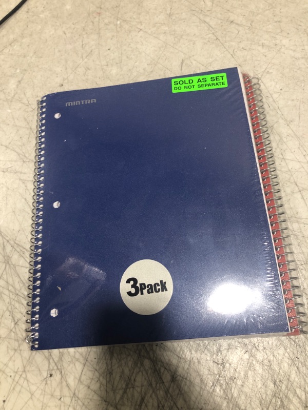 Photo 2 of Mintra Office Durable Spiral Notebooks, 1 Subject, (Black, Blue, Red, College Ruled 3 Pack), 100 Sheets, Poly Pocket, Moisture Resistant Cover, Strong Chipboard back, For School, Office, Business aBlack, Blue, Red College Ruled 3pk