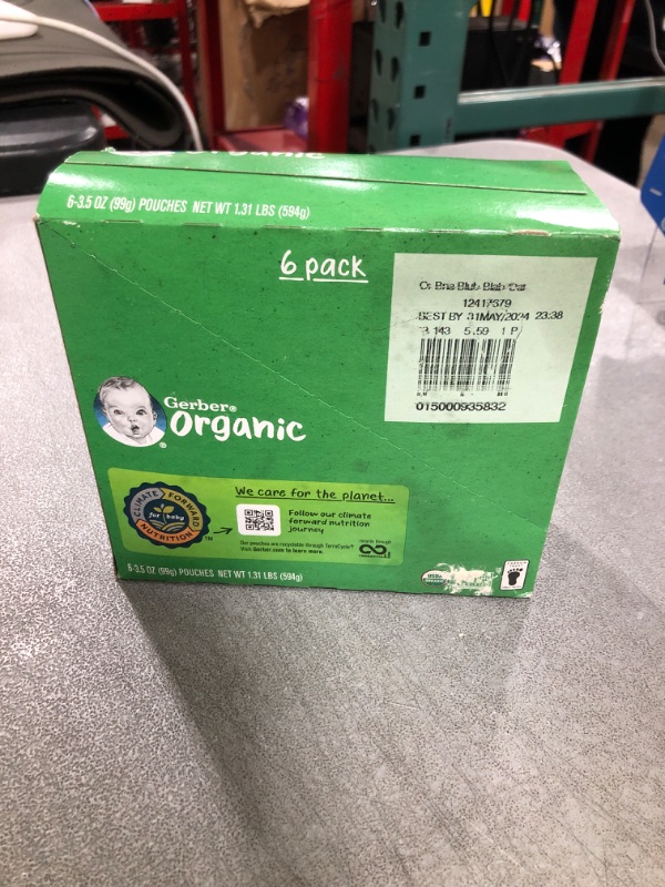 Photo 1 of (Pack of 6) Gerber 2nd Foods Organic Baby Food Banana Blueberry Blackberry Oatmeal 3.5 oz. Pouch Best By May 31 2024