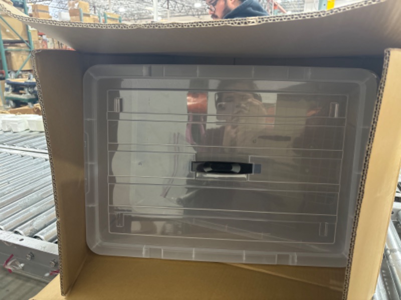 Photo 1 of 72Qt*1 Plastic Storage Bins, Storage Box, 1  Tote Organizing Container with Durable Lids and Secure Latching Buckles, Stackable and Nestable, Clear with Black Buckle Clear 72Qt*4
