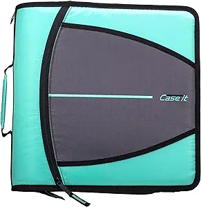 Photo 1 of Case-it The Mighty Zip Tab Zipper Binder - 3 Inch O-Rings - 5 Color Tab Expanding File Folder - Multiple Pockets - 600 Page Capacity - Includes Shoulder Strap - D-146-SMT
