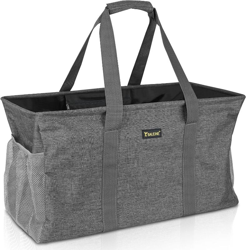 Photo 1 of BALEINE Extra Large Utility Tote Bag with Wire Frame for Storage (Gray, 22''x12''x10'')
