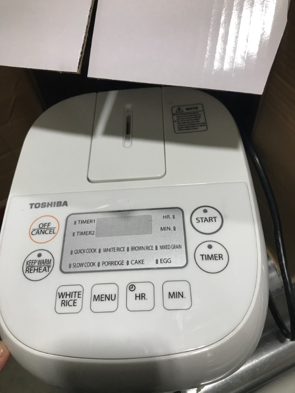 Photo 1 of Toshiba Digital Programmable Rice Cooker, Steamer & Warmer, 3 Cups Uncooked Rice with Fuzzy Logic and One-Touch Cooking, 24 Hour Delay Timer and Auto Keep Warm Feature, White Mini
