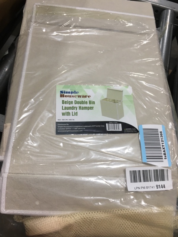 Photo 1 of Simple Houseware Double Laundry Hamper with Lid and Removable Laundry Bags, Beige