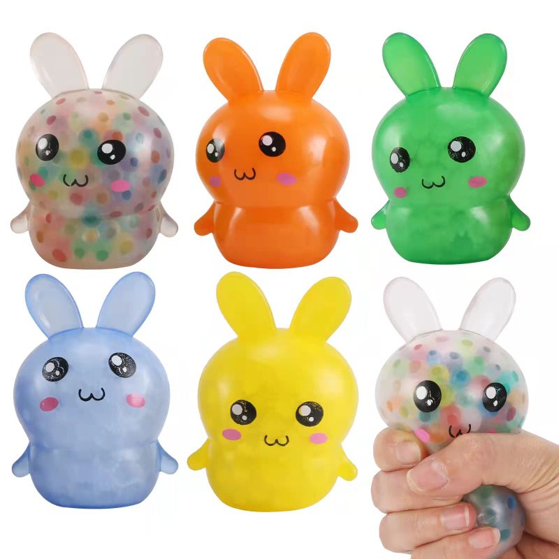 Photo 1 of 6 Pack Easter Bunny Stress Balls, Colorful Squeeze Balls Squishy Fidget Toys Easter Basket Stuffers for Relieve Anxiety, Autistic, ADHD