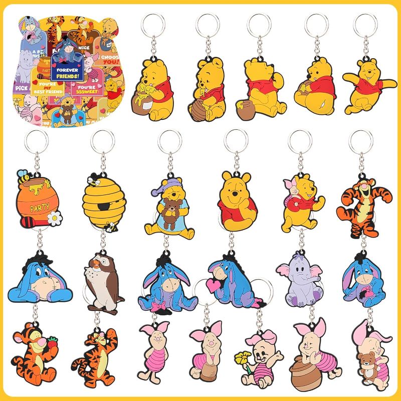 Photo 1 of 24PCS Cartoon Bear Baby Shower Party Favors Favors, Winnie Keychains Themed Birthday Party Supplies Decorations for School Carnival Rewards Goodie Bag Stuffer Bulk Set for Girls Boys
