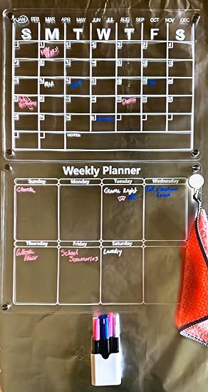 Photo 1 of  Calendar for Fridge, Acrylic Dry Erase Board 16"x12", Clear Erasable Day/Month/Week Calendar, Weekly Planner