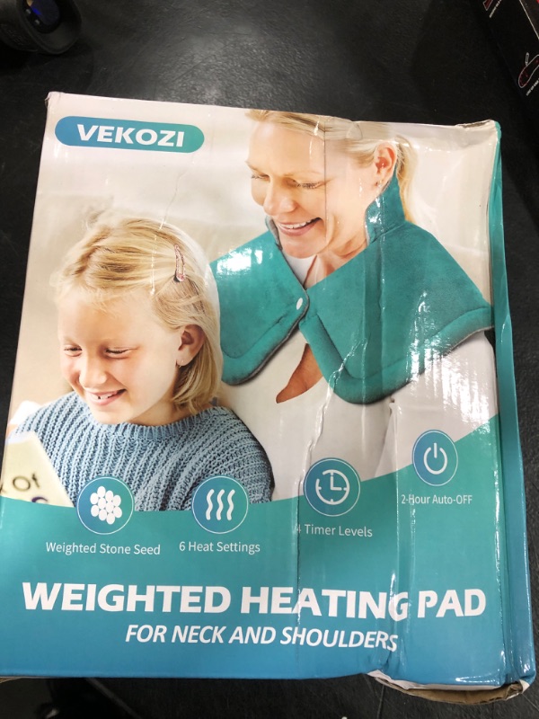 Photo 2 of Heating Pad for Neck and Shoulders, 2lb Weighted Neck Heating Pad for Back Pain Relief, 6 Heat Settings 4 Auto-Off, Gifts for Women Men Mom for Christmas, Birthday, Mothers Day,17"x23" Blue