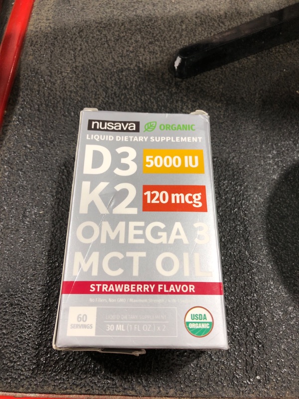 Photo 2 of (2 Pack) Organic Vitamin D3 K2 Drops w MCT Oil Omega 3, Maximum Strength, 5000 IU, No Fillers, Non-GMO Liquid D3 for Faster Absorption, Immune Support (Strawberry, 2 Fl Oz)