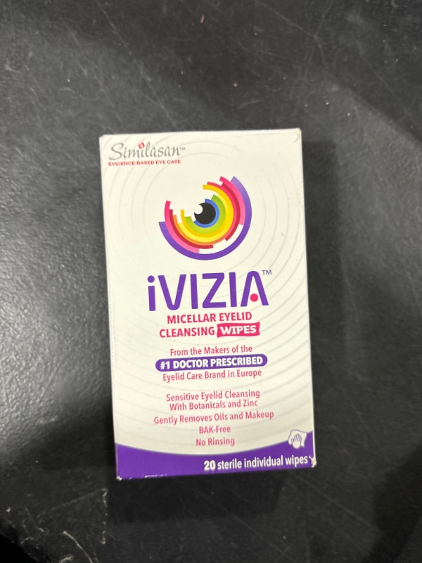 Photo 2 of iVIZIA Eyelid Cleansing Wipes for Sensitive Eyelid Cleansing, Preservative-Free, Micellar, No Rinse, Gentle Eye Makeup Remover, 20 Sterile Single-Use Wipes for Eyelids 20 Count (Pack of 1) bb 4/2024