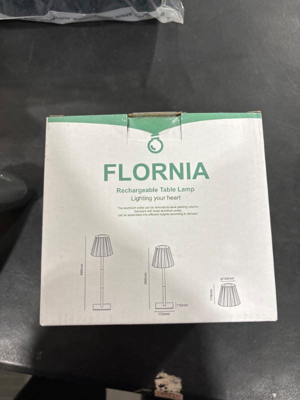 Photo 1 of FLORNIA Outdoor Battery Operated Table Lamp Waterproof, 2200mAh Cordless Table Lamp Rechargeable, Portable Touch Dimmable Desk Lamp, LED Night Light for Patio Camping Restaurant Home Black 1 Pack Black