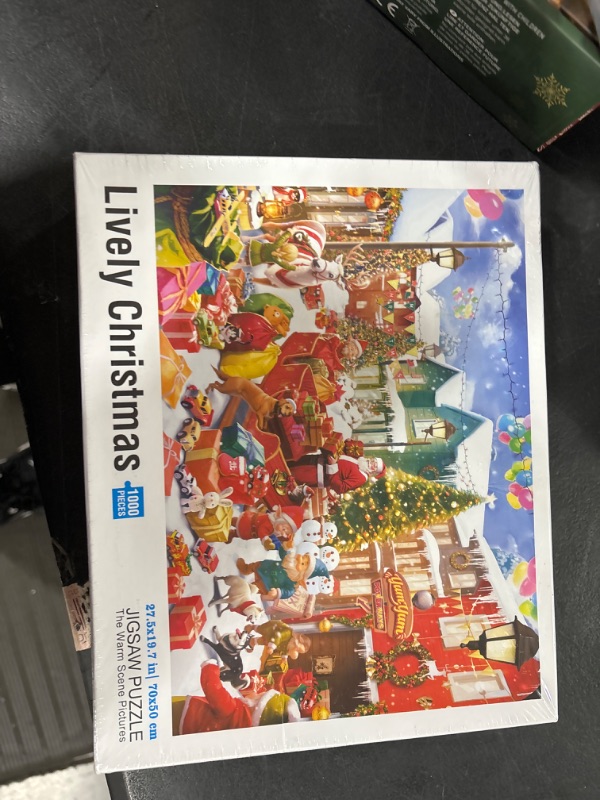 Photo 2 of 1000 Piece Christmas Puzzle for Adults and Teens - Jigsaw Puzzles 1000 Piece Medium Difficulty Fun Family Game - Christmas Puzzles Gift Ideas for Women Men - Lively Christmas(27.56 x 19.68 Inch)