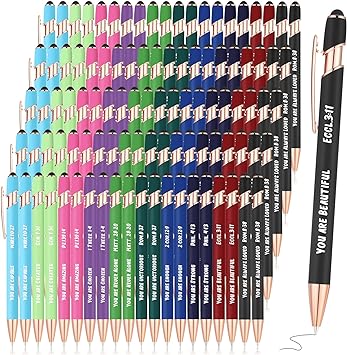 Photo 1 of 100 Pcs Inspirational Pens Employee Appreciation Gifts Ink Pens with Stylus Tips Motivational Pens Sets Pens with Quotes for Coworkers Gifts Women Men Home Office, 10 Styles(Rainbow)
