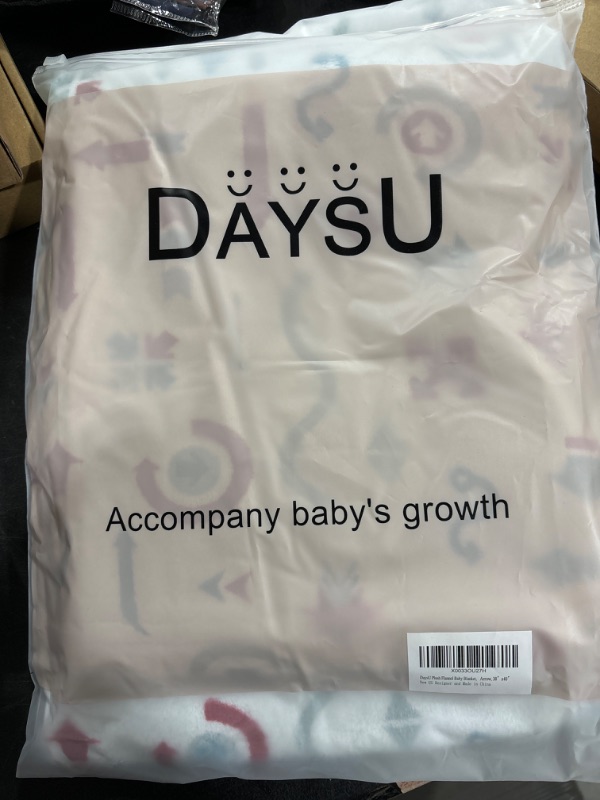 Photo 2 of DaysU Plush Flannel Baby Blanket Super-Soft Lightweight, Embroidered Fleece Baby Blanket for Boys and Girls, Bed Throws for Baby Crib and Toddler Bed, Arrow, 30”x40”
