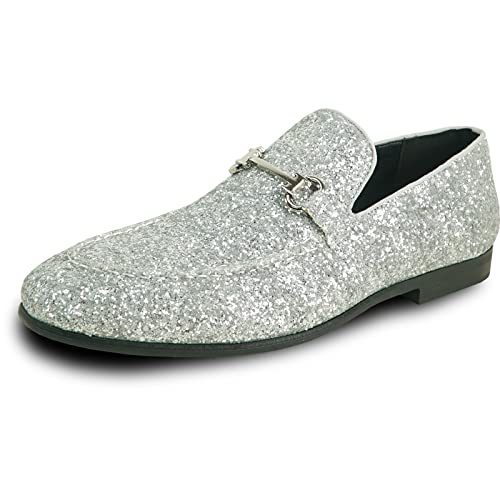 Photo 1 of Bravo! Men Dress Shoe Prom-2 Slip-on Loafer Metallic Glitter for Wedding Prom Silver 
SIZE 9M
