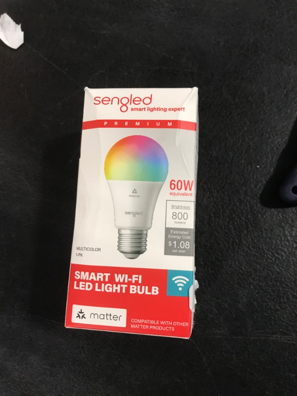 Photo 2 of Sengled LED Smart Light Bulb (A19), Matter-Enabled, Multicolor, Works with Alexa, 60W Equivalent, 800LM, Instant Pairing, 2.4 GHz, Wi-Fi, 1-Pack
