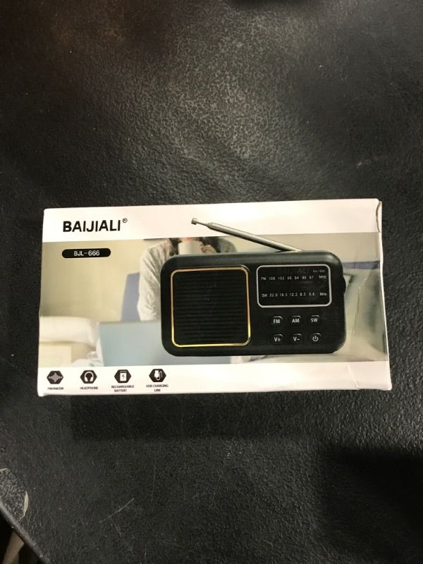 Photo 2 of BAIJIALI Retro Portable Radio AM FM SW,Vintage Portable Shortwave Radios,Transistorized Radio with Loud Speaker,2AA Batteries/DC 5V,Earphone Jack,for Senior,Home Indoor,Outdoor(Black)