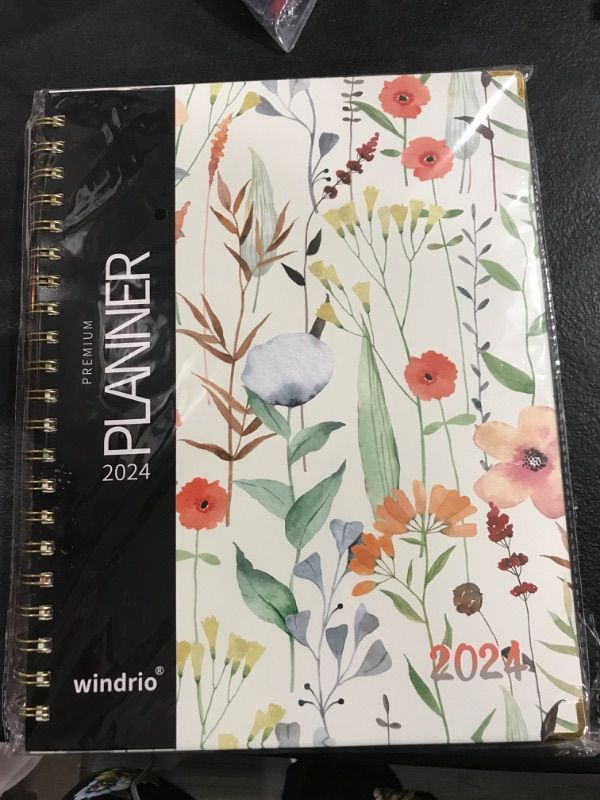 Photo 2 of Planner 2024 Daily Weekly Monthly Teacher Planner, 8.5"x11", Academic Hardcover Planner DEC 2023 to DEC 2024, 13-Month School Organizer, Spiral Notebook with Stickers, Inner Pocket, Coated Tabs Watercolor Flower LARGE: 8.5" x 11"