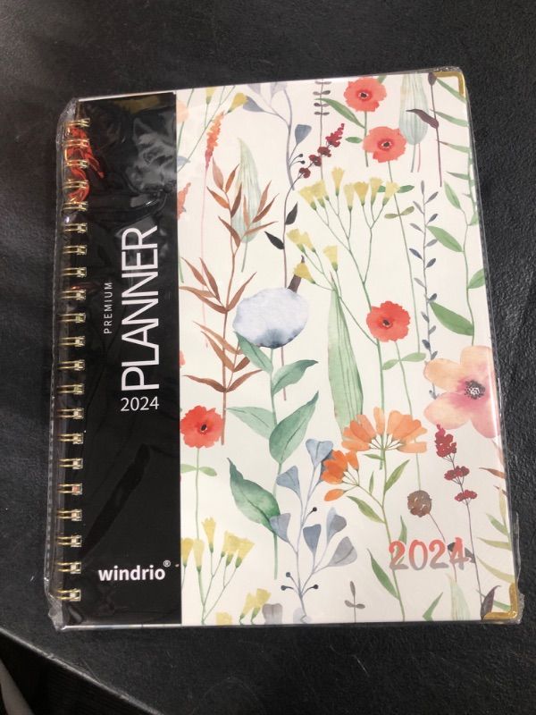 Photo 2 of Planner 2024 Daily Weekly Monthly Teacher Planner, 8.5"x11", Academic Hardcover Planner DEC 2023 to DEC 2024, 13-Month School Organizer, Spiral Notebook with Stickers, Inner Pocket, Coated Tabs Watercolor Flower LARGE: 8.5" x 11"