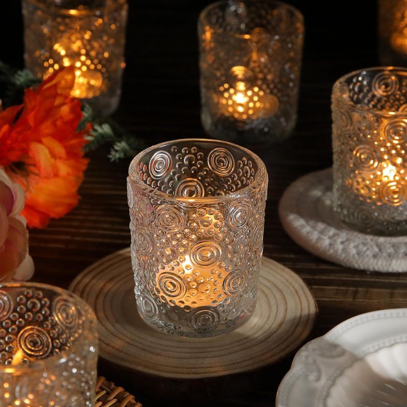 Photo 1 of 24pcs Clear Votive Candle Holders, Glass Tea Lights Candles Holder in Bulk, Glass Candle Holder for Table Centerpiece/Wedding Decor/Gift/Home Decor 