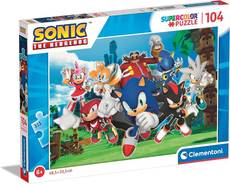 Photo 1 of Clementoni 27159 Sonic Supercolor Sonic-104 Pieces-Jigsaw Puzzle for Kids Age 6-Made in Italy, Multi-Coloured 