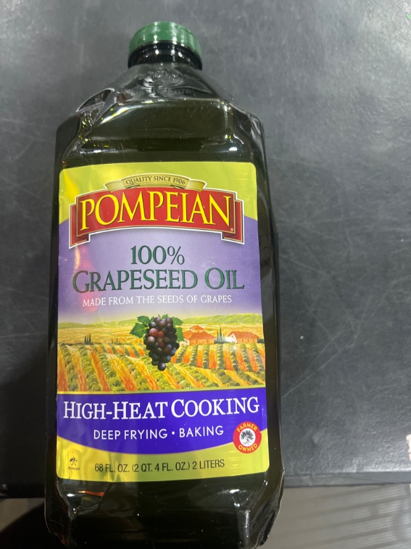 Photo 2 of Pompeian 100% Grapeseed Oil, Light and Subtle Flavor, Perfect for High-Heat Cooking, Deep Frying and Baking, 68 FL. OZ. 68 Fl Oz (Pack of 1) BB 6/2025