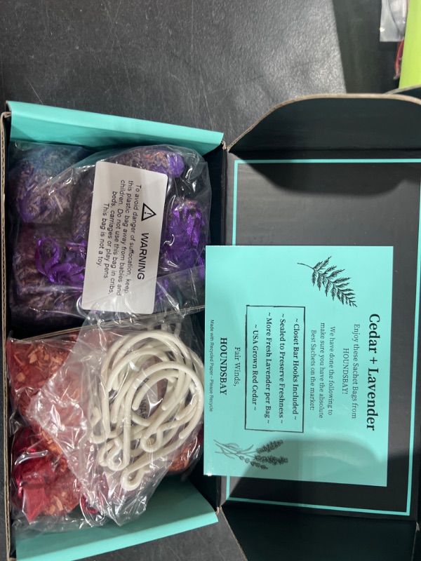 Photo 2 of 5 Cedar and 5 Lavender Sachet Bags, Fully Stuffed Scented Sachets with Hanger Hooks, Perfect for Closets, Drawers, Cars, Gym Bags, or Anyplace That Needs to Smell Better 5 Cedar & 5 Lavender Sachets