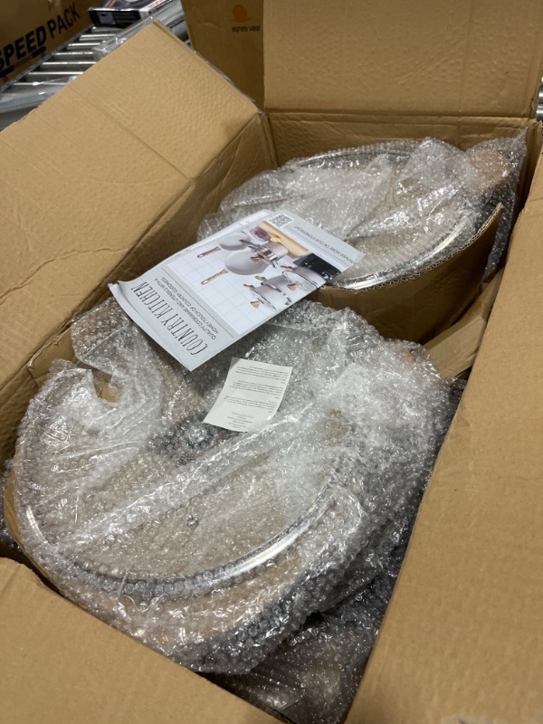 Photo 1 of Country Kitchen Nonstick Induction Cookware Sets - 11 Piece Nonstick Cast Aluminum Pots and Pans with BAKELITE Handles - Induction Pots and Pans with Glass Lids - Grey Gray 11 Pc. Cookware Set