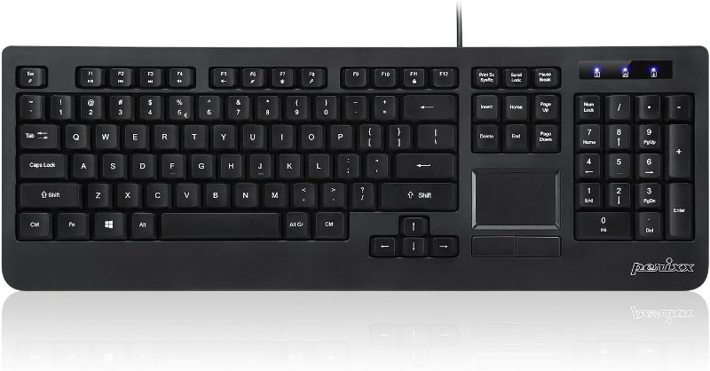 Photo 1 of  Perixx PERIBOARD-513II Wired USB Keyboard with Touchpad, Membrane Key Trackpad Keyboard with 10 Hot Keys, Black, Full US Layout 
