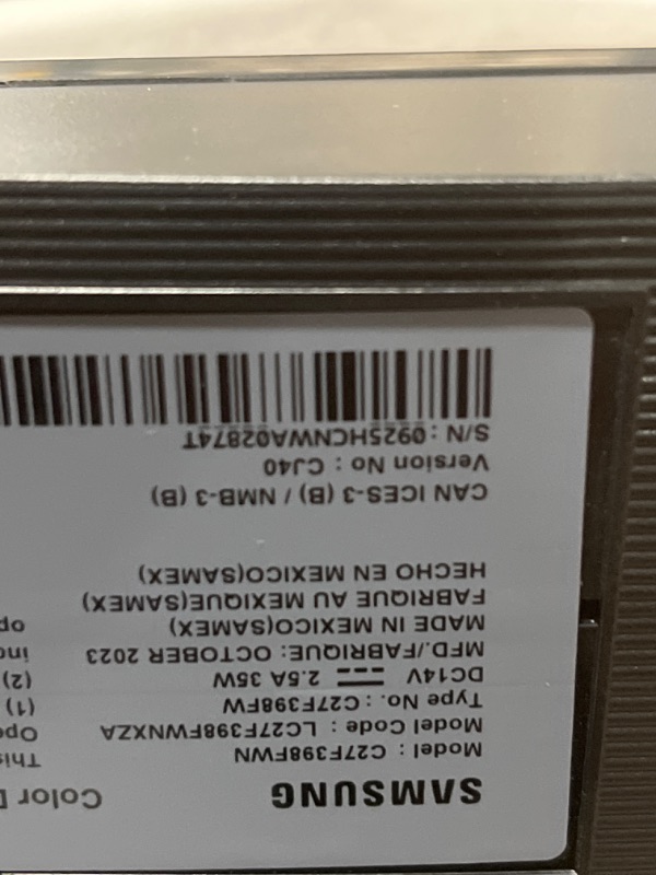 Photo 1 of SAMSUNG 27-Inch CF39 Series FHD 1080p Curved Computer Monitor, Ultra Slim Design, AMD FreeSync, 4ms response, HDMI, DisplayPort, VESA Compatible, Wide Viewing Angle (LC27F398FWNXZA), Black 27-inch Curved DP/HDMI
