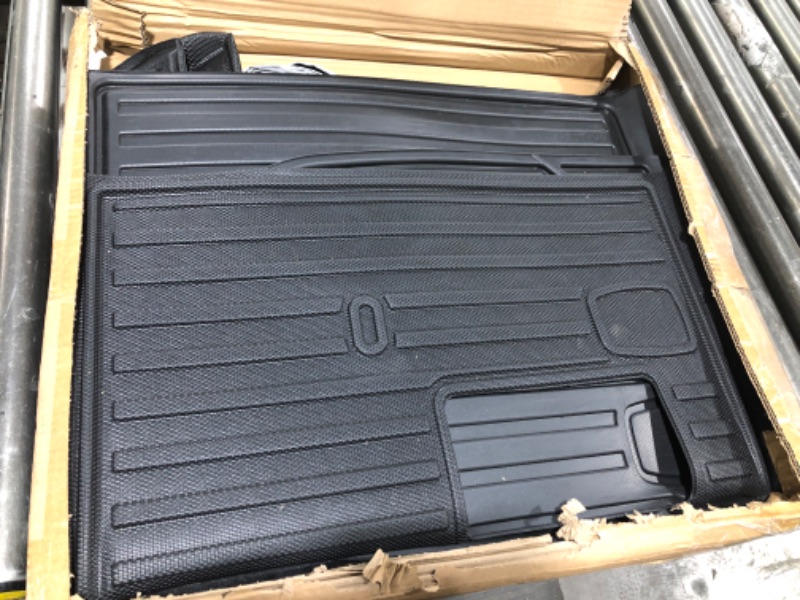 Photo 2 of AOMSAZTO Floor Mats Fit Toyota Sienna 2021-2024 (Only for 7 Seat Without Spare Tire), TPE All Weather Backrest mat & Cargo Liner & Floor Mats Set for Sienna 1st, 2nd and 3rd Row-Black Floor Mats+Trunk Mat+Backrest Mat