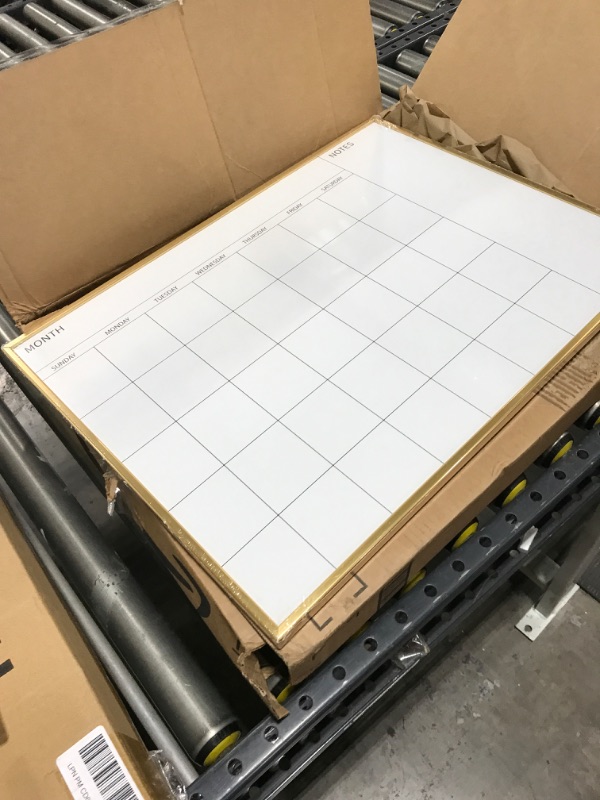 Photo 1 of VUSIGN Magnetic Monthly Calendar Whiteboard, 17'' x 23'' Dry Erase Calendar for Wall Office School Home, Gold Wooden Frame