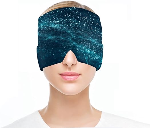 Photo 1 of 3D Print Solar System Cooling migraine hat Cute Grandpa/Grandma hot Compress Headache Cap Women/Men ice Hats-Starry Sky
