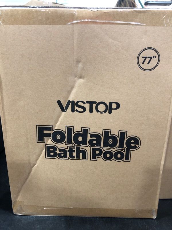 Photo 1 of VISTOP Jumbo Foldable Dog Pool, Hard Plastic Shell Portable Swimming Pool for Dogs Cats and Kids Pet Puppy Bathing Tub Collapsible Kiddie Pool (77inch.D x 15.7inch.H, Blue) XXXL- 77" x 16" Blue