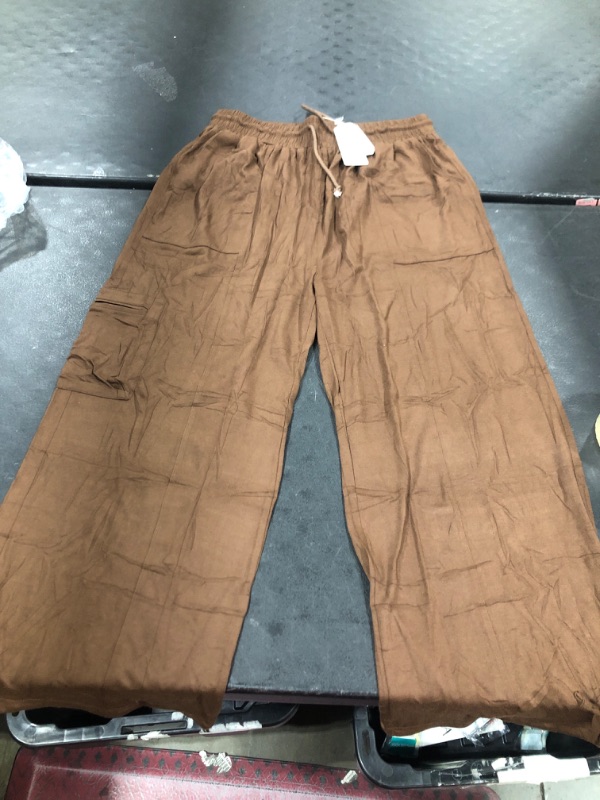 Photo 2 of Cicy Bell Women's Wide Leg Pants Loose High Waisted Drawstring Cargo Pants with Pockets size L