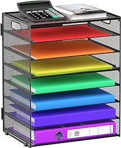 Photo 1 of GoldOrcle 8 Tier Paper Letter Tray Organizer with Handles, Mesh Desk File Holder Storage Organization for Office School Desktop 8 Tier white