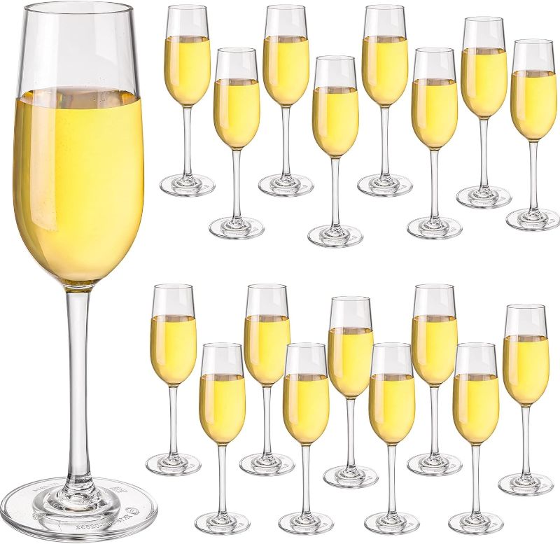 Photo 1 of 18 Pcs Classic Flute Champagne Glasses Bulk 7 oz Plastic Champagne Glasses Crystal Clear Champagne Flutes No BPA Quality Plastic Champagne Wine Glass for Wedding Anniversary Birthday Bar
