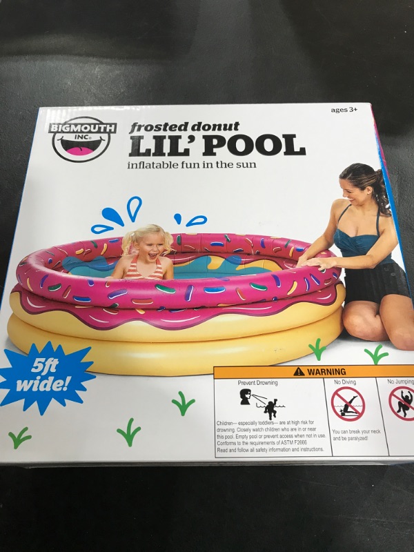 Photo 2 of BigMouth Inc. Strawberry Donut Lil' Inflatable 5' Kiddie Pool, Durable and Safe Plastic Kid Pool, Easy to Clean and Store