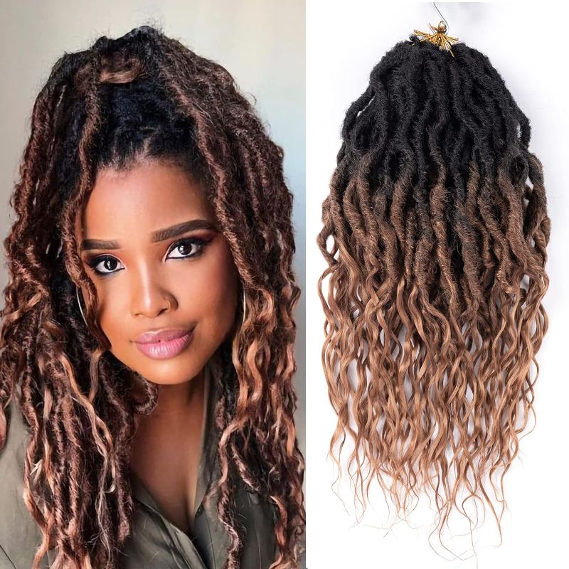 Photo 1 of 6 Packs Faux Locs Crochet Hair 16 Inch Soft Locs Crochet Braid Pre Looped Goddess Locs Crochet Hair Ombre Braiding Hair Afro Dreadloc(16 Inch, 1B/30)
