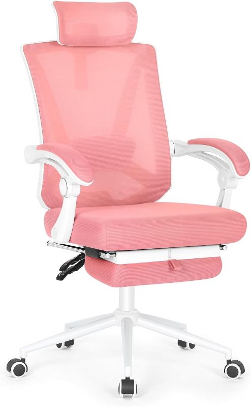 Photo 1 of Orthopedic Dog Beds for Large Medium Dogs, WaMisolant Ergonomic Office Chair with Footrest, Ergonomic Desk Chair with Adjustable 2D Lumbar Support, High Back Office Chair with Adjustable Headrest, Comfortable Executive Office Chair -Pink
shable Waterproof