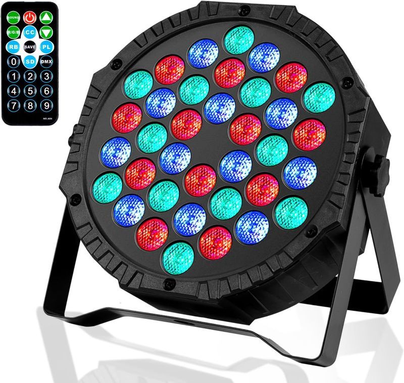 Photo 1 of 36 LED Stage Lights RGB DJ LED Par Light Remote & DMX Controlled Sound Activated Auto Play Uplights for Wedding Birthday Christmas Holiday Music Show Dance Party Stage Lighting-2 Pack
