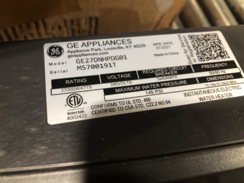 Photo 5 of  GE APPLIANCES Whole House Tankless Water Heater |Electric with Digital Temperature Control Compact Design Easily Installs at Point of Use 27000 Watts 5.4 Gallons per Minute, Diamond Gray (GE27DNHPDG) 