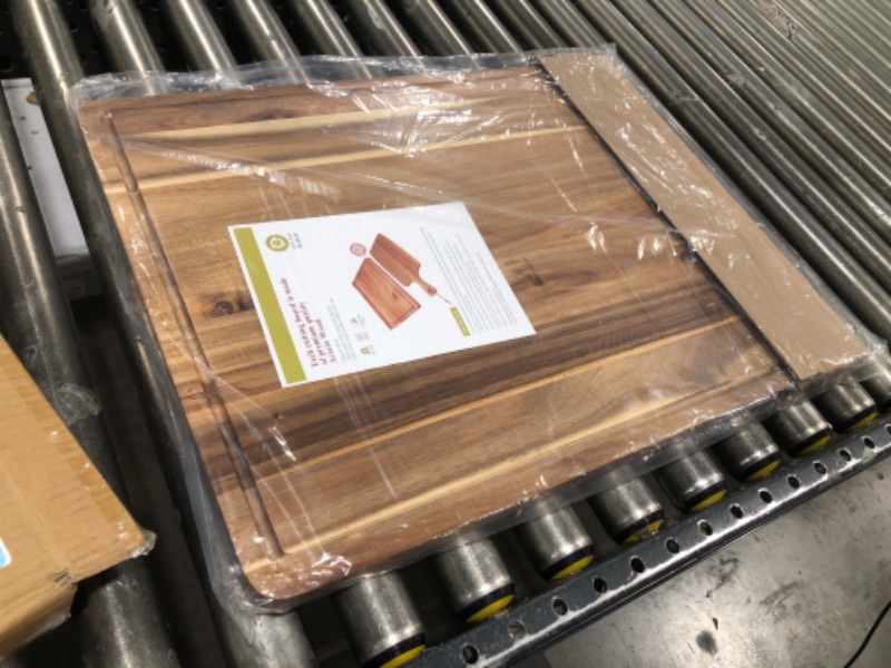 Photo 2 of 24 x 18 Inch Large Acacia Wood Cutting Board, Reversible Wooden Butcher Block Cutting Board with Juice Groove, Carving Board for Meat, Turkey, Charcuterie