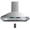 Photo 1 of 36 in. 870 CFM Wall Mount Ducted Range Hood with SS Filters, Digital Display, LED Lights and Remote in Stainless Steel
