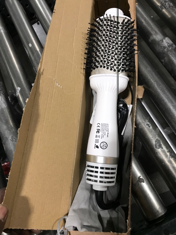 Photo 1 of Plavogue Hair Dryer Brush, 120V-240V Dual Voltage Hair Dryer Brush, Brush Blow Dryer with Negative Ion for European Travel, Lightweight Hair Dryer Brush Blow Dryer for Straightening (White Gold)