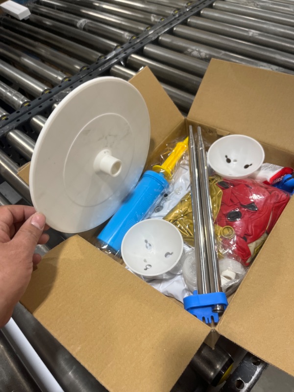 Photo 1 of 2 Sets Red Gold Balloon Column Stand Kit with 100 Balloons Adjustable Balloon Tower Stand with Bases for Floor Red Gold Confetti Balloon Column Kit for Birthday Wedding Anniversary Party Decor Red and Gold