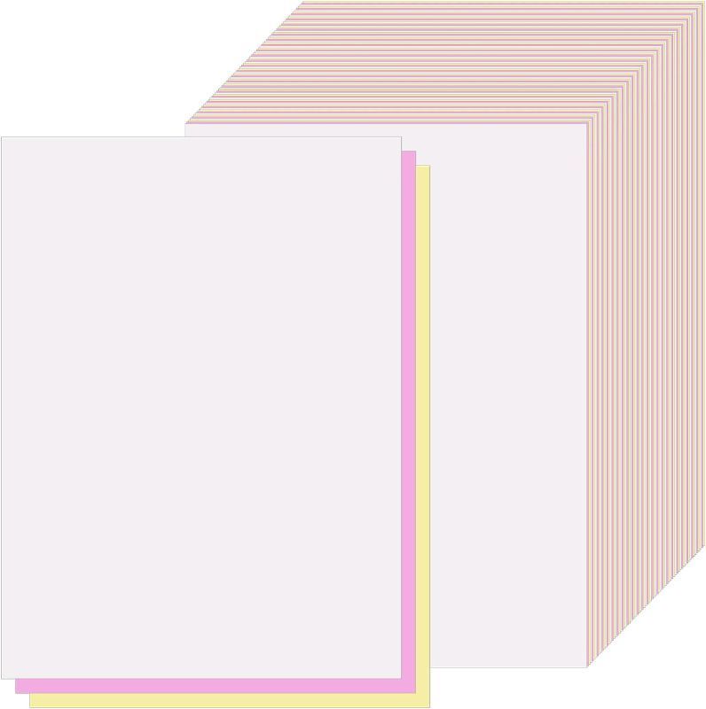 Photo 1 of 500 SHEETS 8-1/2 x 11 Inch Carbon Copy Paper 3 Part Carbon Paper Sheets NCR Paper Straight Carbonless Sheets for Printer Laser Ink Jet Printer (Bright White/Canary/Pink)