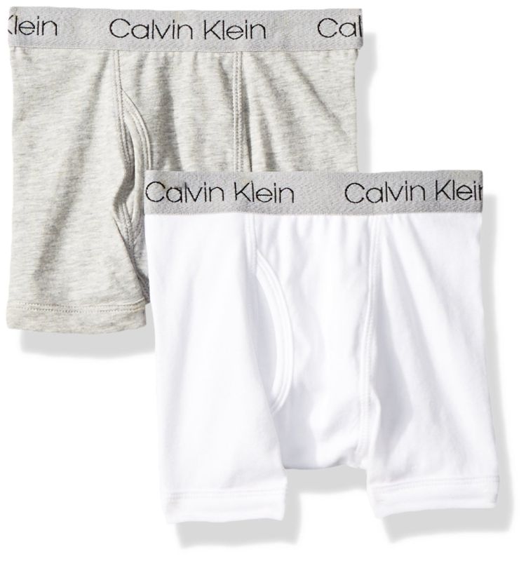 Photo 1 of Calvin Klein Boys' 2 Pack Boxer Briefs | Premium Cotton Comfort Large Clsc Wht/H.grey -- SIZE L